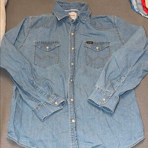Wrangler Blue Denim Button Down Shirt